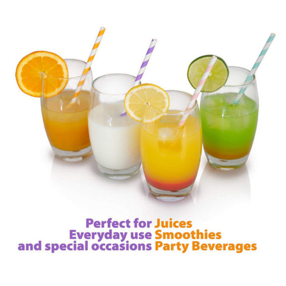 striped pastel Biodegradable paper party straws - Picture 2 of 7